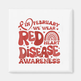 Women Groovy In February We Wear Red Heart Disease Magnet