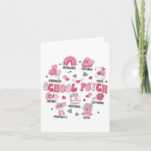 Women Groovy School Psychologist Retro Valentine's Card