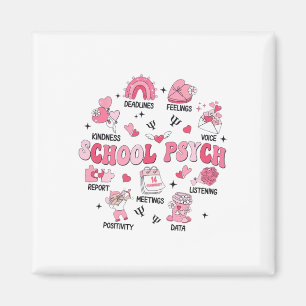 Women Groovy School Psychologist Retro Valentine's Magnet