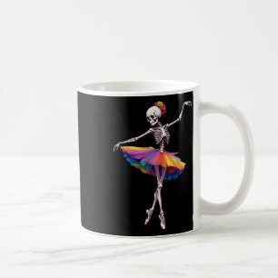 Women Halloween Dancing Skeleton Rainbow Ballerina Coffee Mug