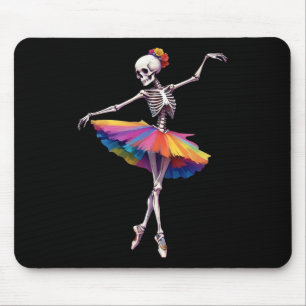 Women Halloween Dancing Skeleton Rainbow Ballerina Mouse Mat