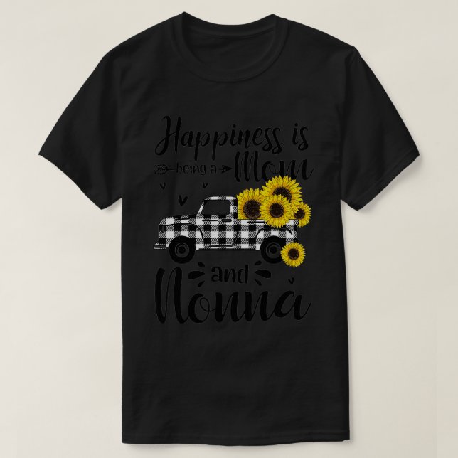 Women Happiness Is Being A Mum And Nonna Sunflower T-Shirt (Design Front)