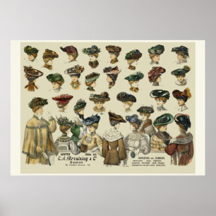 Women Hats 1905 Boston Poster