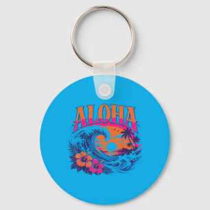 Women Hawaiian T Shirts Aloha Hawaii Waving Sunset Key Ring