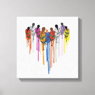 Women Heart Shape Watercolor Native American Canvas Print