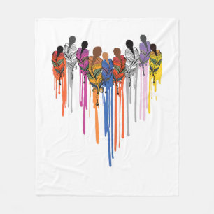 Women Heart Shape Watercolor Native American Fleece Blanket
