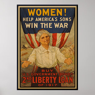 Women Help America's Son Vintage War Bonds Poster