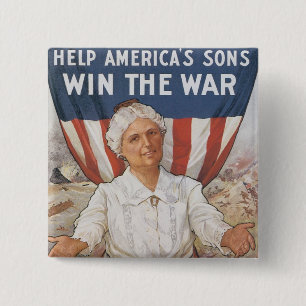 Women! Help America's Sons 15 Cm Square Badge
