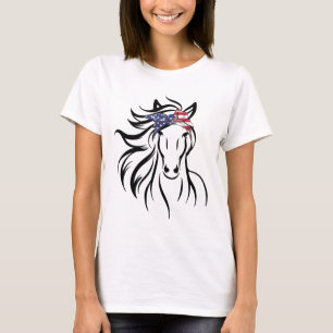 Women Horse Bandanna Tee For Horseback Riding Hors