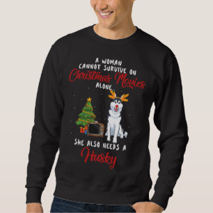 Women Husky And Christmas Movie Funny Fitted Sweatshirt