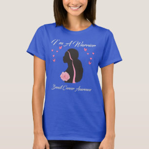 Women I’m A Warrior Breast Cancer Flower Butterfly T-Shirt