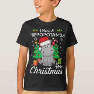 Women I Want A Hippopotamus For Christmas Xmas Hip T-Shirt