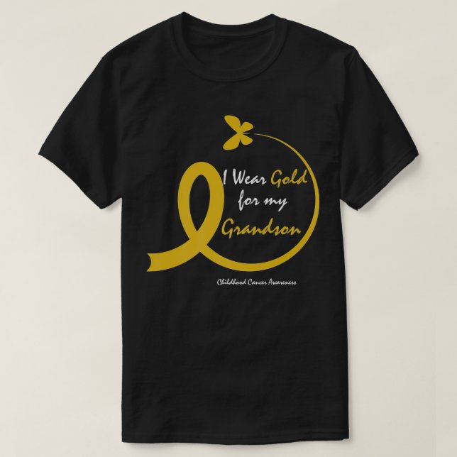Women I Wear Gold For My Grandson Childhood Cancer T-Shirt (Design Front)