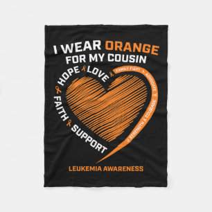Women I Wear Orange For My Cousin Leukaemia Awaren Fleece Blanket