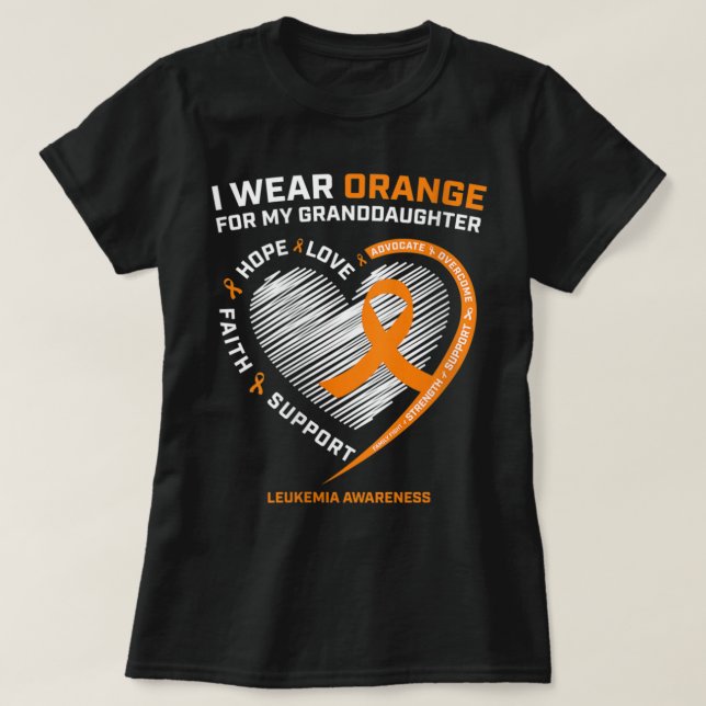 Women I Wear Orange For My Granddaughter Leukemia  T-Shirt (Design Front)