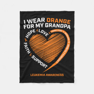 Women I Wear Orange For My Grandpa Leukaemia Aware Fleece Blanket