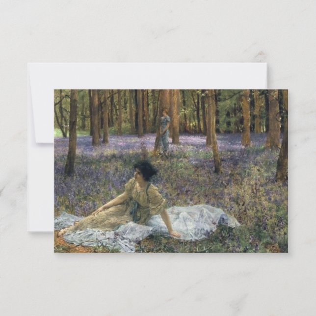 Women in a Forest of Bluebell Flowers Card (Front)