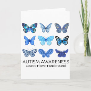 Women In April We Wear Blue Butterfly Autism Menta Card