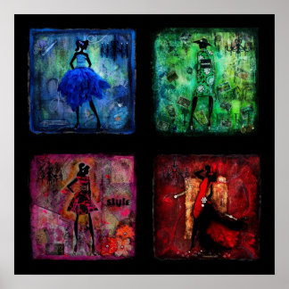 Women in Colour Mixed Media Artwork Poster