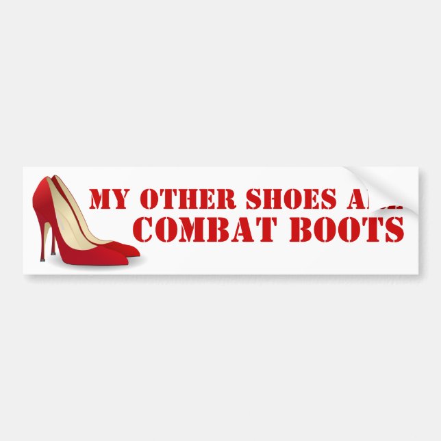 Women in Combat Red Stiletto Heels Bumper Sticker (Front)