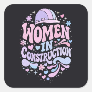 Women In Construction Retro Empowerment Square Sticker
