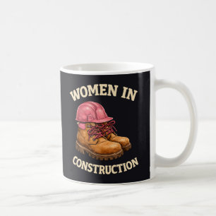 Women in Construction Work Boots and Hard Hat Coffee Mug