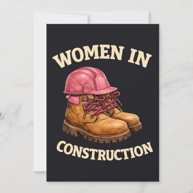 Women in Construction Work Boots and Hard Hat Invitation (Front)