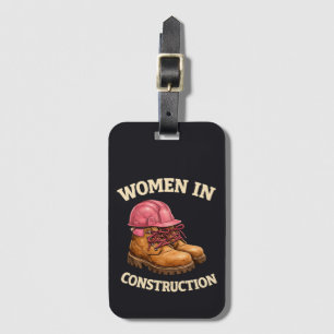 Women in Construction Work Boots and Hard Hat Luggage Tag