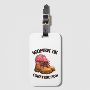 Women in Construction Work Boots and Hard Hat Luggage Tag