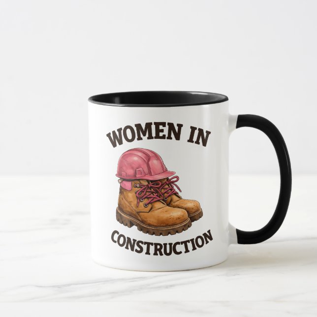Women in Construction Work Boots and Hard Hat Mug (Right)