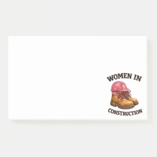 Women in Construction Work Boots and Hard Hat Post-it Notes