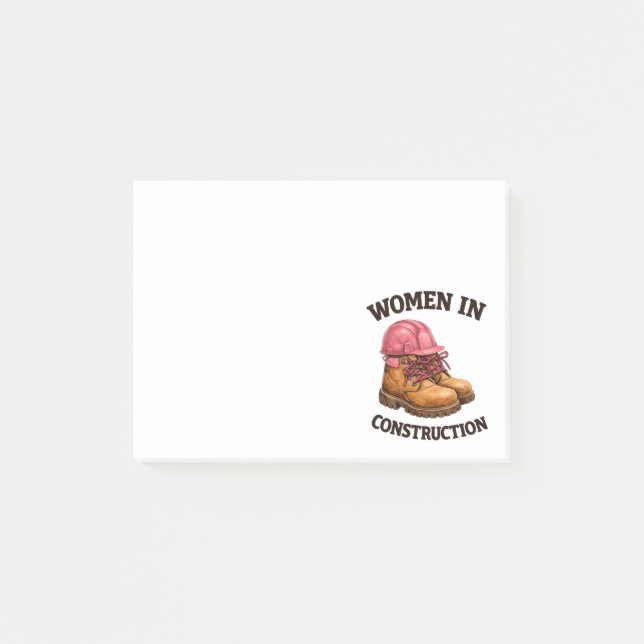 Women in Construction Work Boots and Hard Hat Post-it Notes (Front)