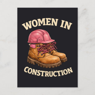 Women in Construction Work Boots and Hard Hat Postcard