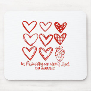 Women In February We Wear Red Heart Disease Chd Aw Mouse Mat