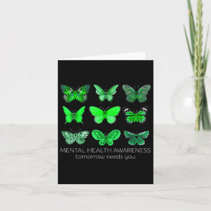 Women In May We Wear Green Butterfly Mental Health Card
