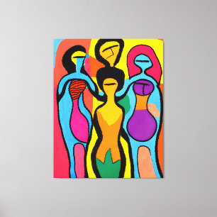 Women in Mesmerizing Art Brut and Psychedelic  Canvas Print