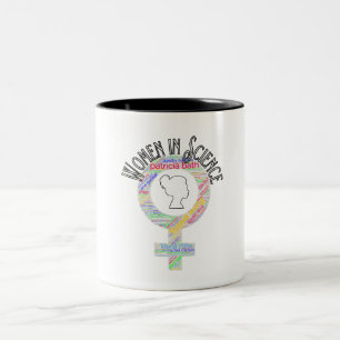 Women In Science Female Gender Word Fill Design Two-Tone Coffee Mug