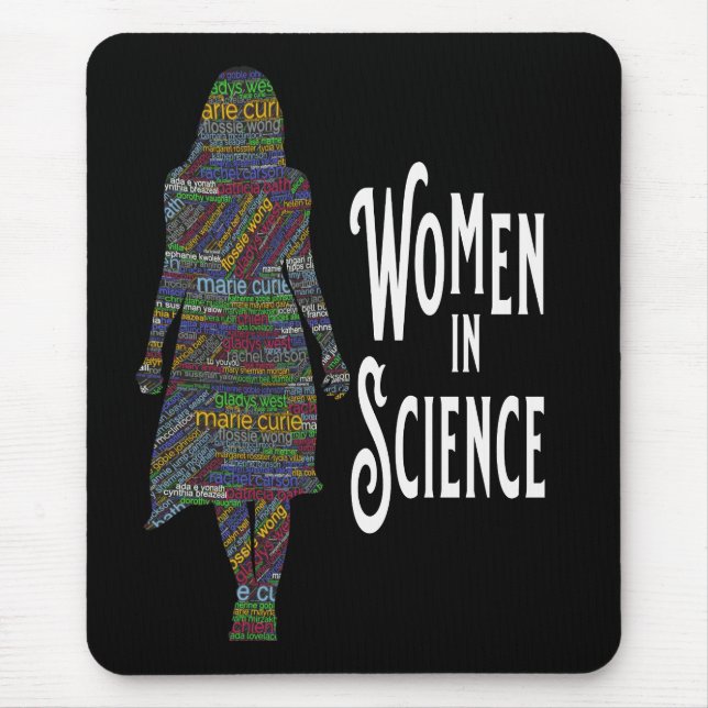 Women In Science Female Silhouette Word Fill Mouse Mat (Front)