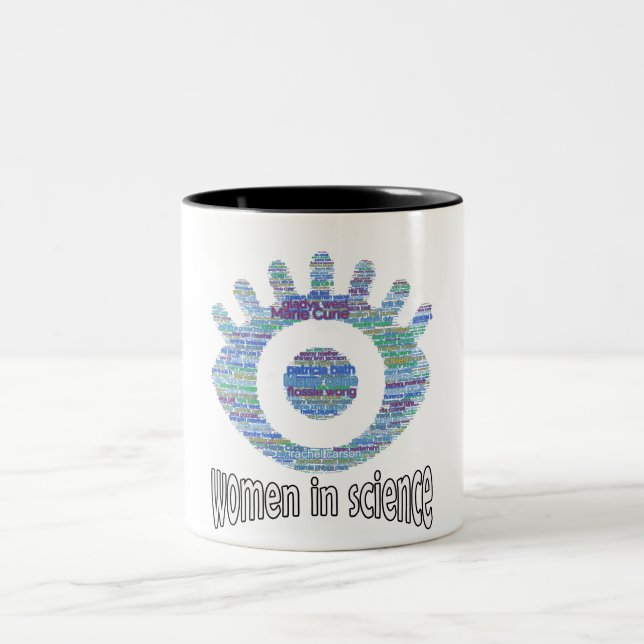 Women In Science Girls Eye Word Fill Design Two-Tone Coffee Mug (Center)