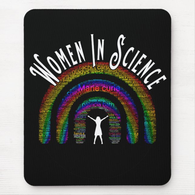 Women In Science Rainbow Word Fill Design Mouse Mat (Front)