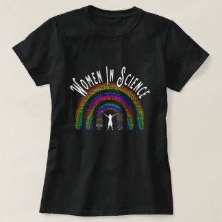 Women In Science Rainbow Word Fill Design T-Shirt
