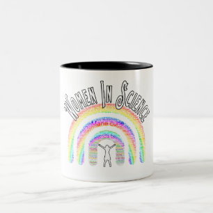 Women In Science Rainbow Word Fill Design Two-Tone Coffee Mug