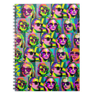 Women in Sunglasses Colourful Digital Art Notebook