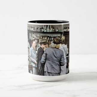 Women in the Bar Aboard RMS Queen Mary 1939 Art Two-Tone Coffee Mug