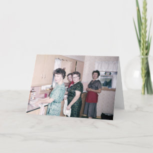 Women in the Kitchen Retro Greeting Card