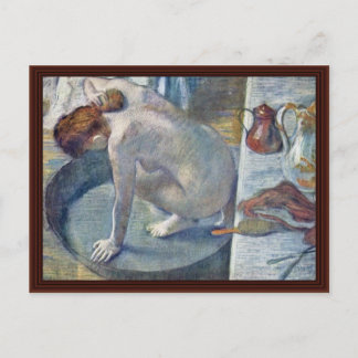 Women In The Tub Washing His Back By Edgar Degas Postcard