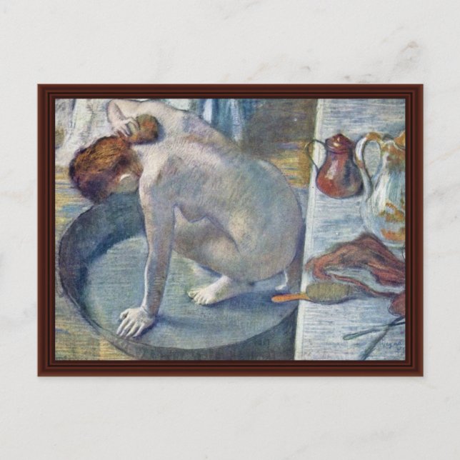 Women In The Tub Washing His Back By Edgar Degas Postcard (Front)
