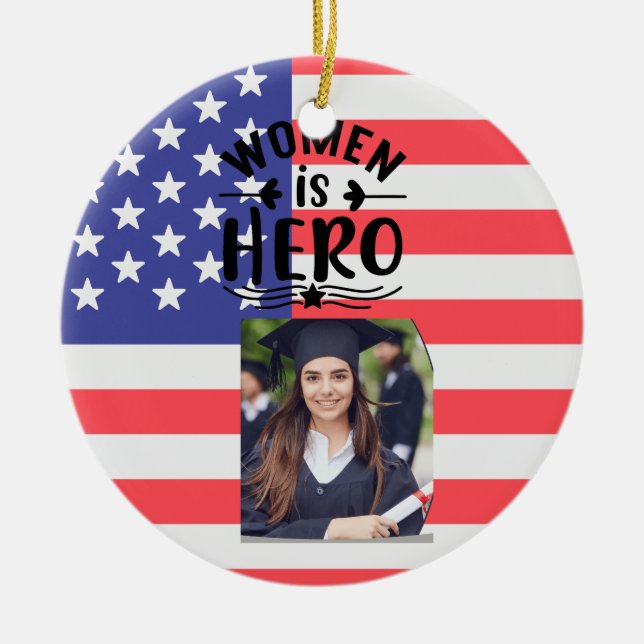 women is hero ceramic tree decoration (Front)