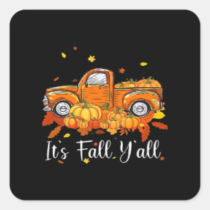 Women It’s Fall Y’all Pumpkin Autumn Tree Hello Fa Square Sticker