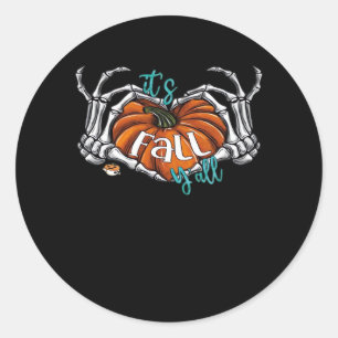 Women It’s Fall Y’all Pumpkin Gnome Autumn Tree He Classic Round Sticker